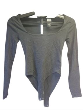 Forever 21 Women’s Black Long Sleeve Bodysuit Size Small Fitted Stretch